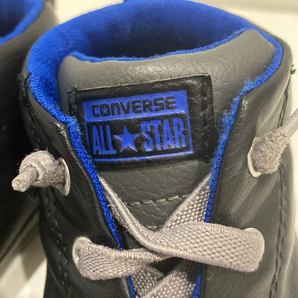 Converse All Star Hi Top Sneakers, Black/Gray, Leather, US Size 10